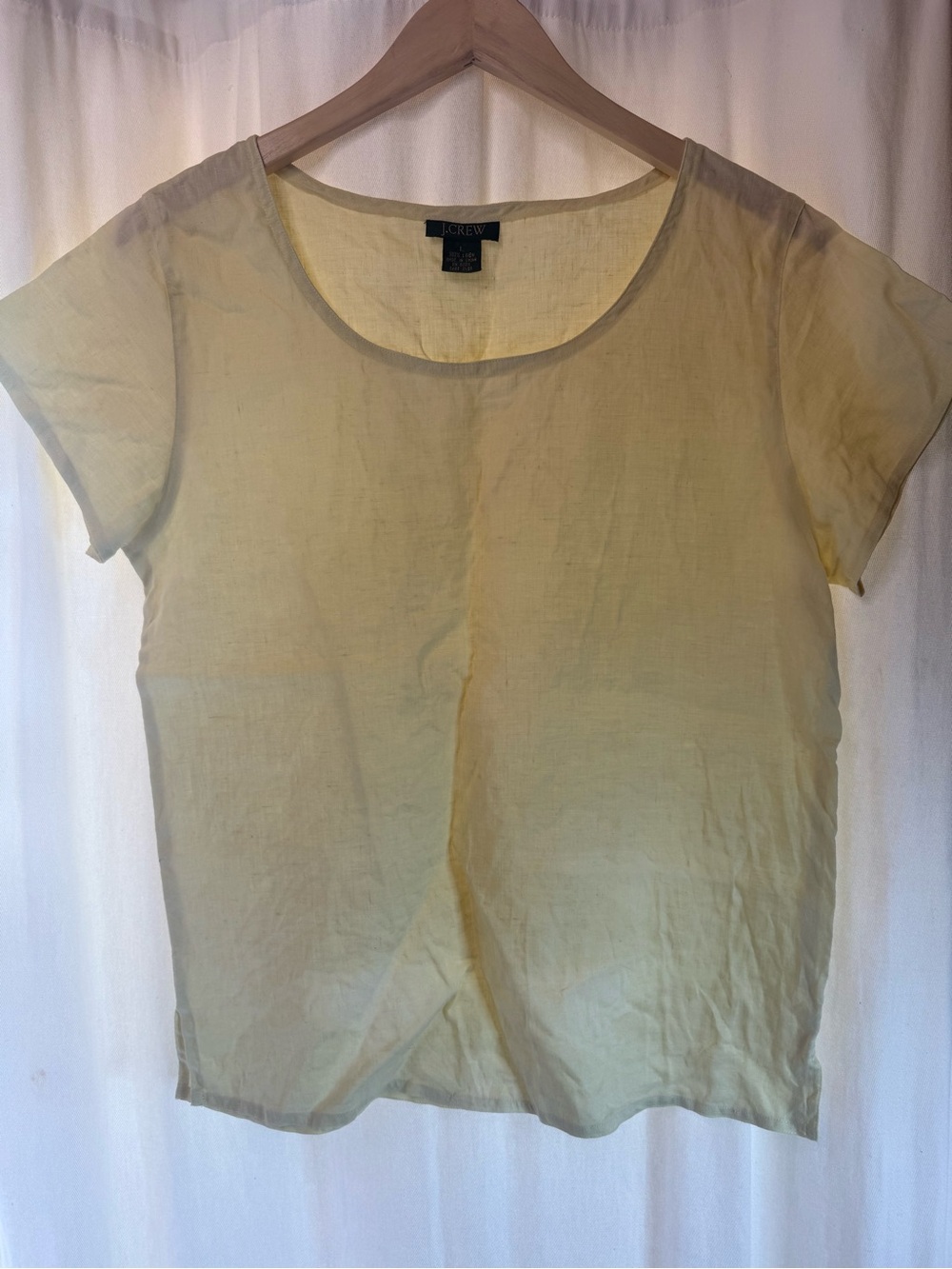J. Crew Pale Yellow Short-Sleeve Scoop Neck Tee